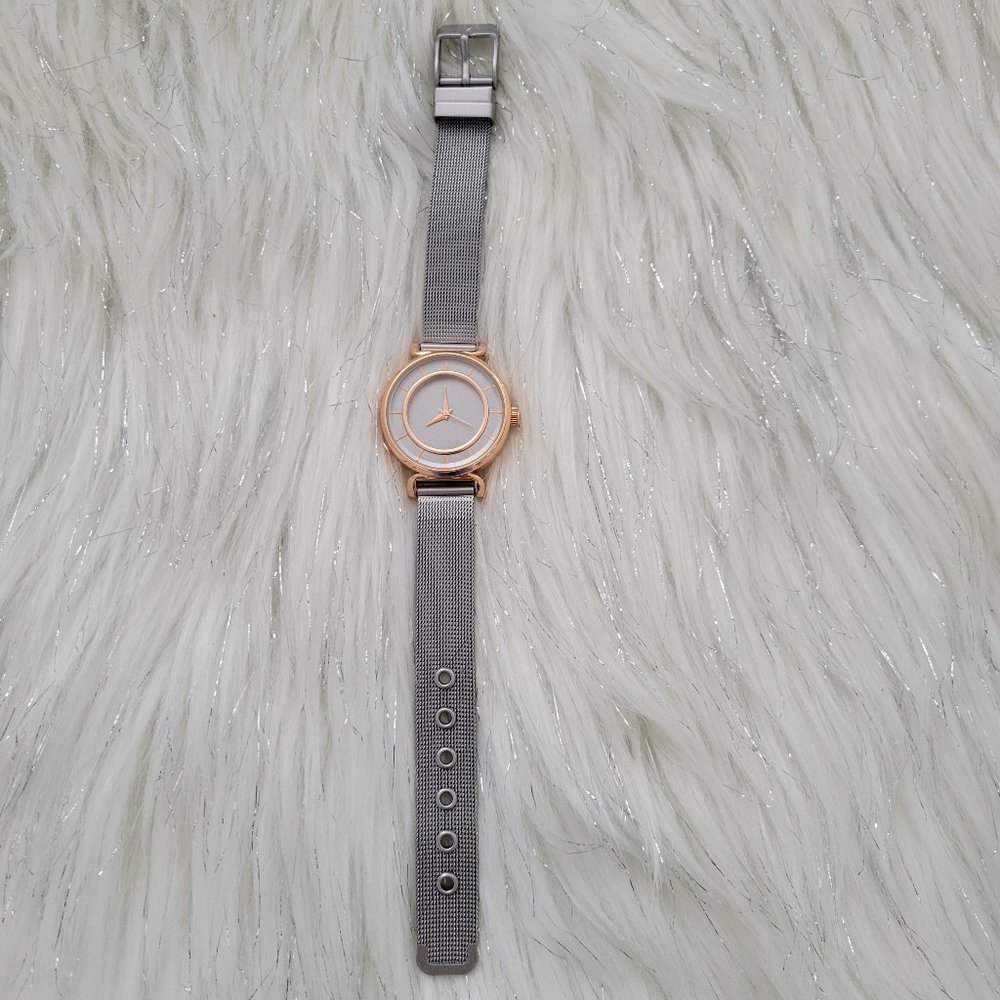 Two-Tone Mesh Metal Watch